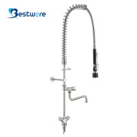 Commercial Double Handle Upc Kitchen 3 Way Water Spring Pull Out Kitchen Faucet