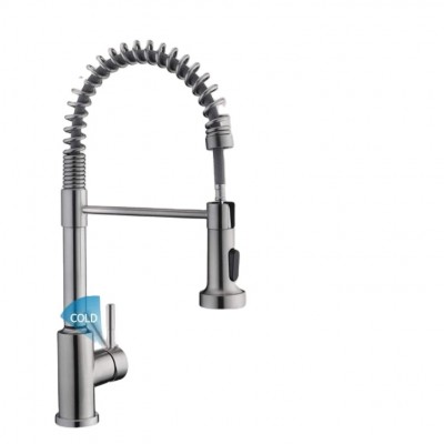 Holmine European Ss 304 Kitchen Faucet With Spring Nickel Brushed High Quality Pull Out Kitchen Tap